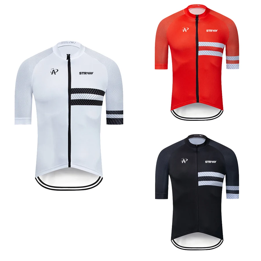

STRVAV Breathable Unisex White Cartoon Cat Cycling Jersey Spring Anti-Pilling Eco-Friendly Bike Clothing Top Road Team Bicycle