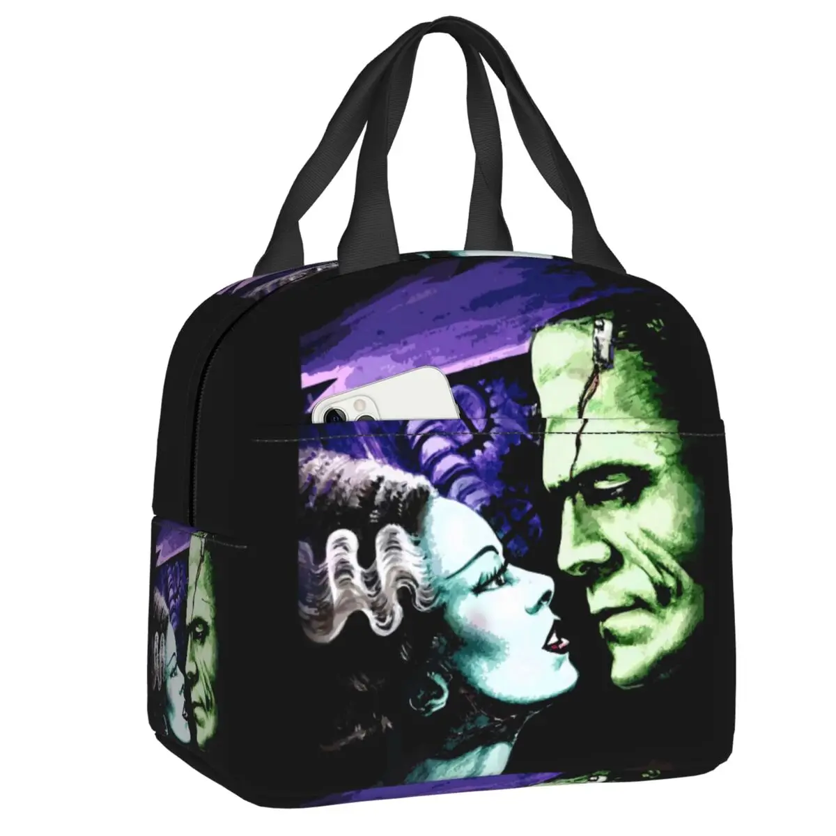 Bride Of Frankenstein Thermal Insulated Lunch Bag Women Horror Film Portable Lunch Container Box for School Picnic Food Bags