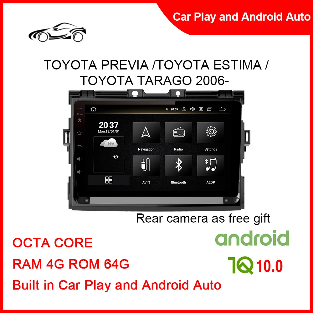 

CUSP Big Screen Car Radios With Reverse Camera And GPS System For TOYOTA PREVIA 2006- 9inch RAM 4G ROM 64G Vw Polo Car Radio