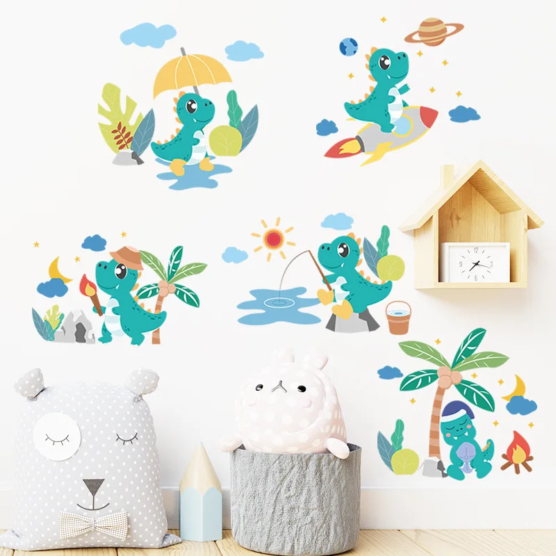 

Cartoon Dinosaurs Wall Stickers DIY Animals Mural Decals for Kids Room Baby Bedroom Kindergarten Nursery Home Wall Decoration