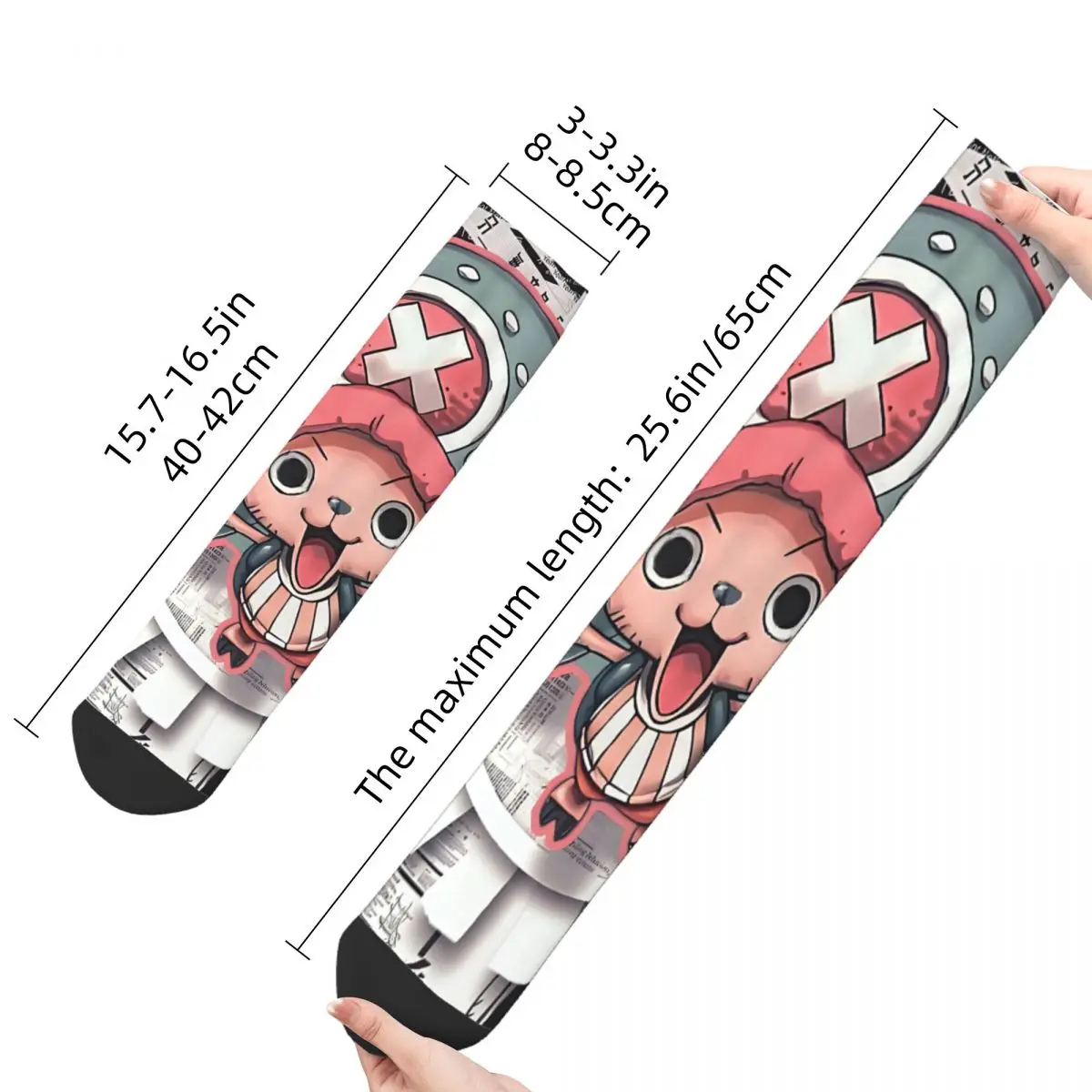 Funny Crazy Sock for Men Tony-Tony-Chopper Hip Hop Harajuku One Piece Hot Anime Seamless Pattern Printed Boys Crew Sock Casua