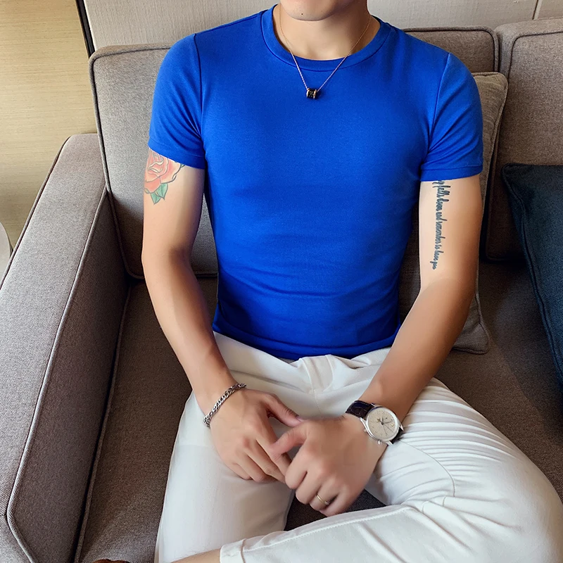 Женская летняя облегающая футболка с круглым вырезом и коротким рукавом