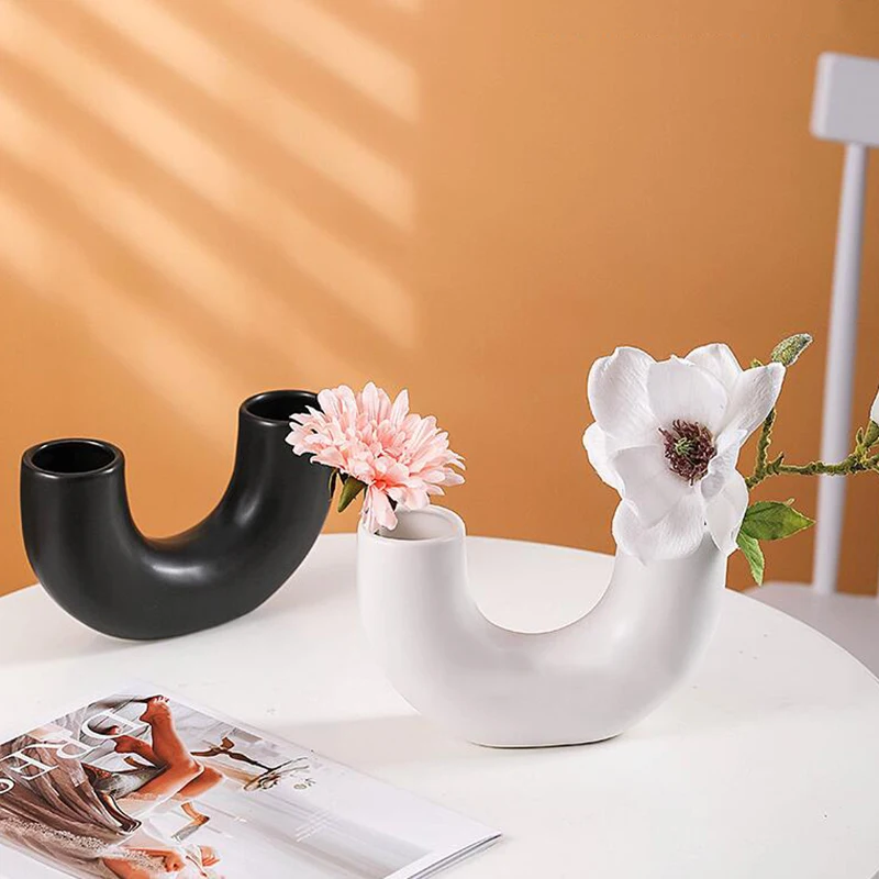 

Ceramics Vase Home Decor U Shape Flower Vase Modern Decorative Table Vases Room Decor Centerpiece Wedding Decoration Ornament