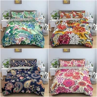 tropical flower leaf duvet cover queen vintage floral bedding set boho style comforter cover luxurious floral quilt cover