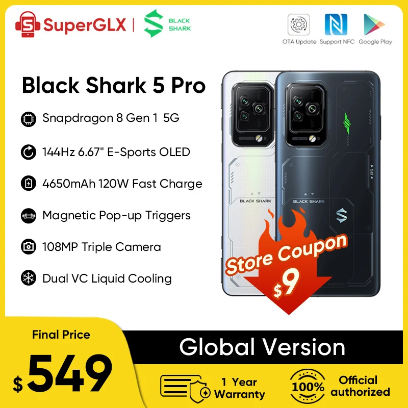 Original Black Shark 5 Pro 5G Smartphone 5pro Snapdragon 8 Gen 1 Gaming Phone Celular 108M Camera 120W Super Charge Mobile Phone