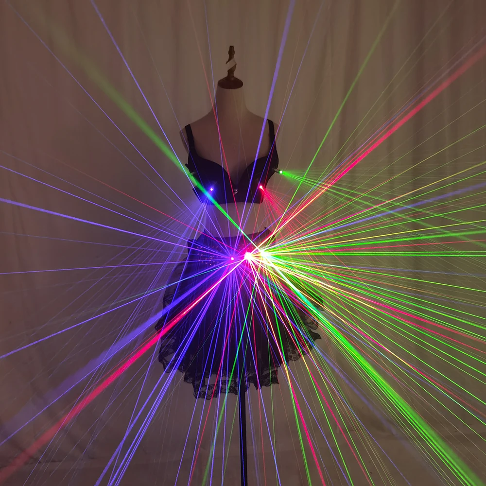 Лазерный женский сценический костюм красный зеленый синий цвет блестящий