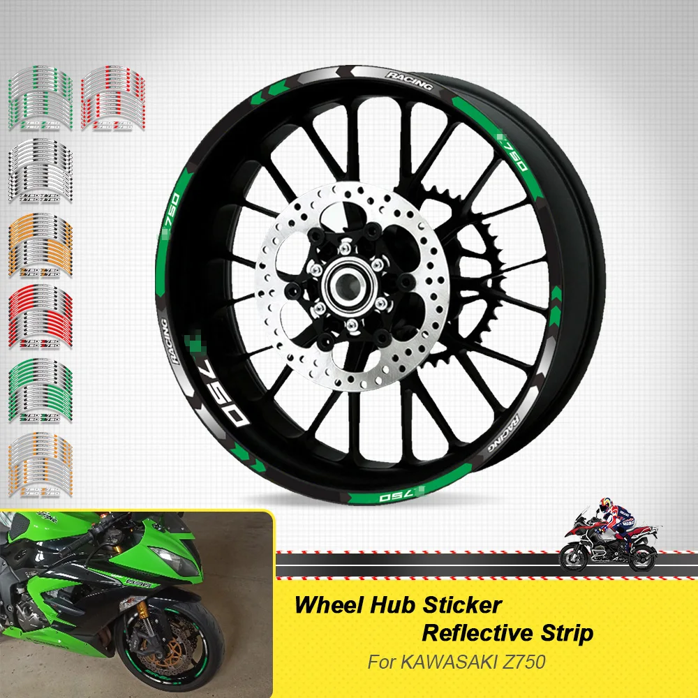 

For ALL Kawasaki Z750 z 750 17inch Motorcycle Accessories Sticker Hub Reflective Stripe Rim Tire Waterproof Decorative Decal Set