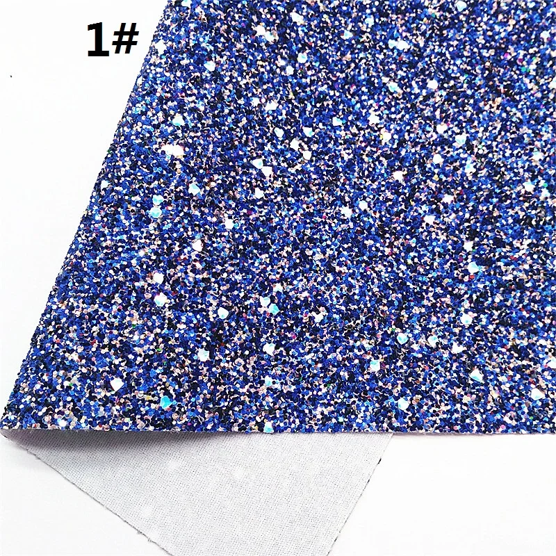 Синие блестящие кожаные листы с цветочным принтом