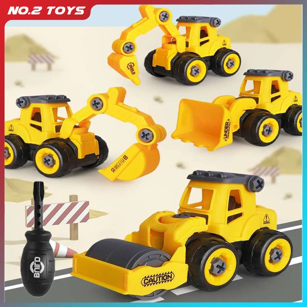 

Mini Construction Truck Assemble Excavator Bulldozer Set Kids Toy Nut Disassembly Education Toy Car Model for Childs Gifts