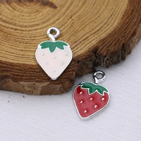 5pcs enamel gold plated strawberry charm pendant jewelry making bracelet necklace earrings diy earrings accessories craft