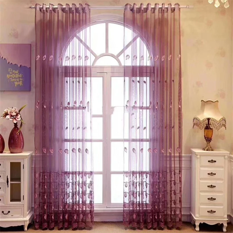

Embroidered Tulle Curtains For Kitchen Living Room Beige Gray Sheers Curtain Window Drapes Home Decor