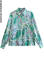 pailete women 2022 fashion paisley print shirts vintage long sleeve button up female blouses blusas chic tops