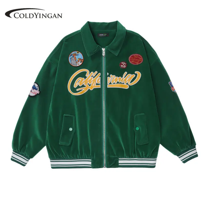 COLDYINGAN Baseball Jacket Letter Embroidery Black Bomber Woman Varsity Jacket Hip Hop Women's Coat Summer 2022 Bombers Coats