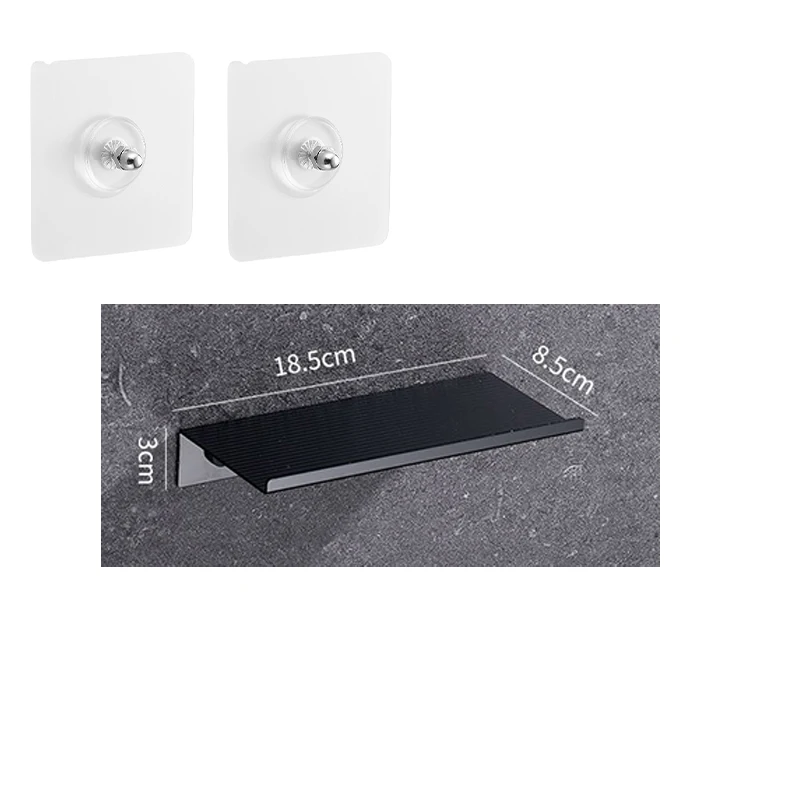 

Adhesive Wall Shelves 18.5cm No Punching Toilet Mobile Phone Rack Paper Towels Cosmetics Sundries Bathroom Washstand Storage