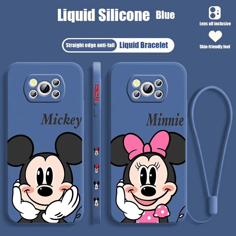 

Minnie Mickey Disney Cute Phone Case For Xiaomi POCO M5s M4 M3 X4 X3 NFC X2 F4 F3 GT Pro C40 C3 Liquid Left Rope Cover