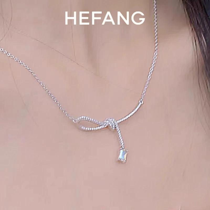 Hefang Where Aurora Ribbon Knot Choker Women Advanced Original Design Necklace Birthday Gift