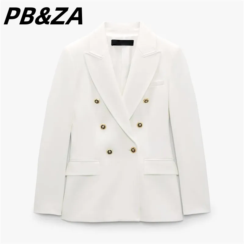 

PB & ZA 2023 новая женская одежда с металлической пряжкой двубортная приталенная свободная повседневная куртка 2284646 800