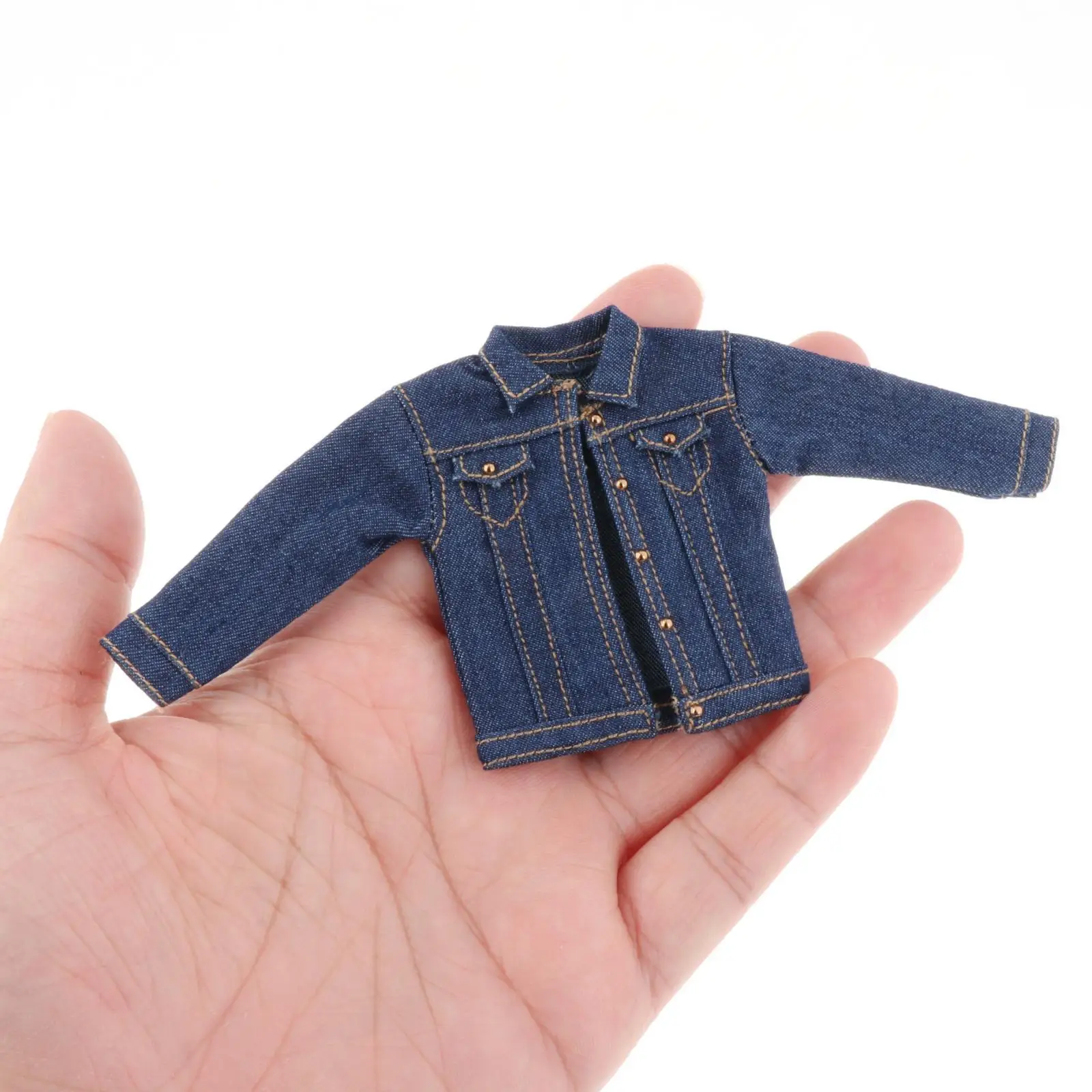 

1/12 Men Denim Jacket Costume Miniature Clothing Handmade Doll Clothes for 6 inch Male Soldiers Figures Doll Model Dress up Accs