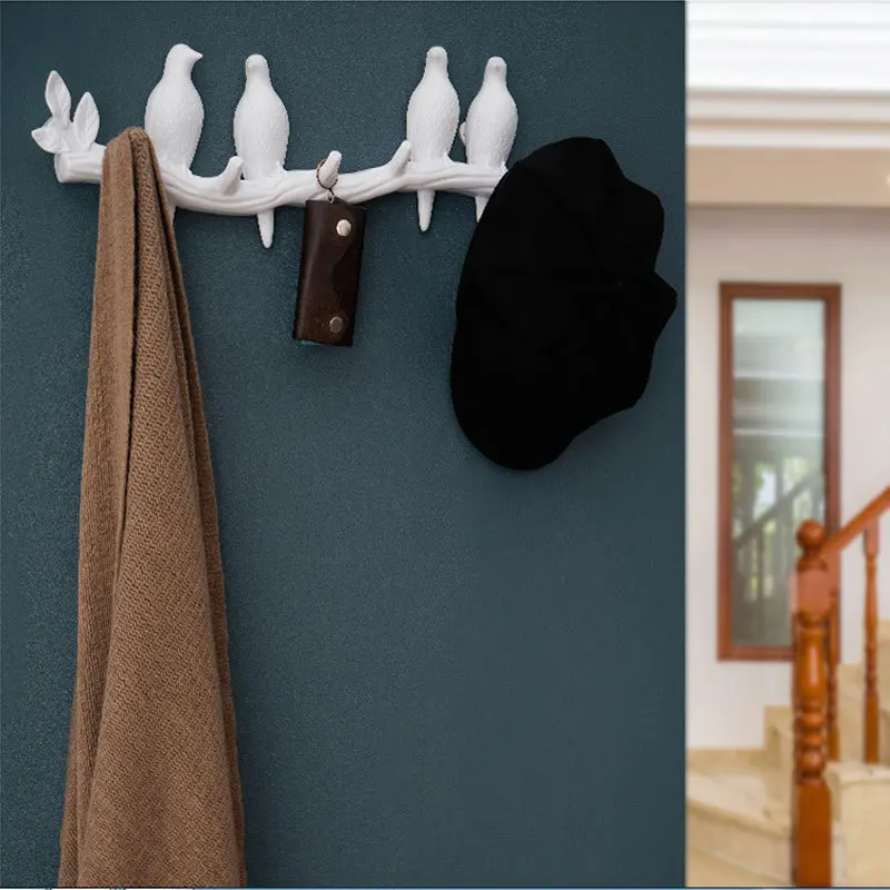 

Creative Bird Shape Wall Hooks Home Decoration Resin Wood Grain Storage Rack Bedroom Door After Coat Hat Hanger