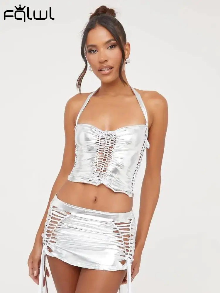 

Женский комплект из 2 предметов с юбкой и лямкой на шее