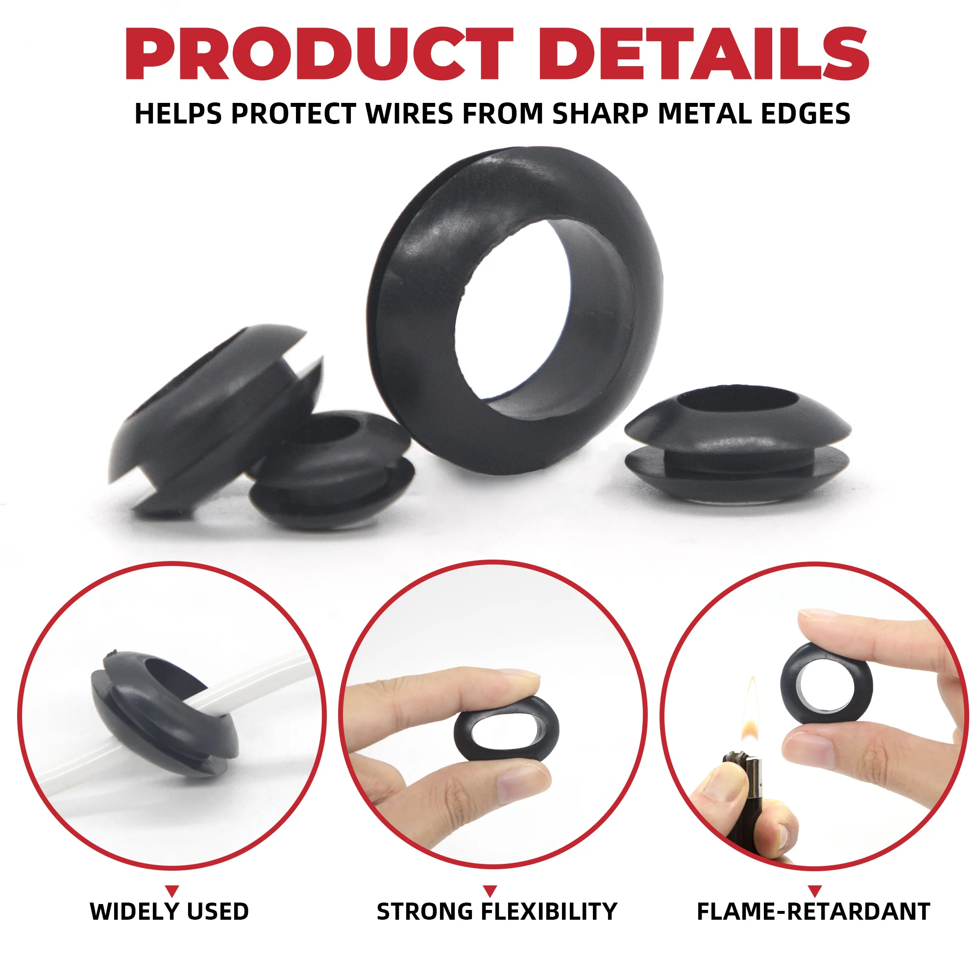 Черная прорезиненная втулка M3 M4 M5 M6 M8 M10 M12 M14 Высококачественные запасные части