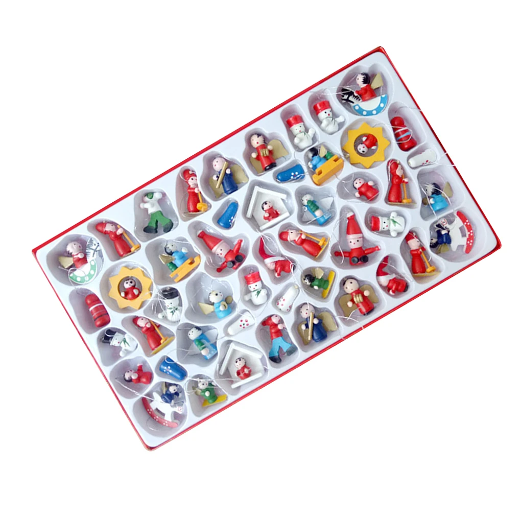 

Новогодние модные деревянные Рождественские Подвески 48 шт./коркорт, набор украшений, рождественские подвесные украшения, подвесные рождес...