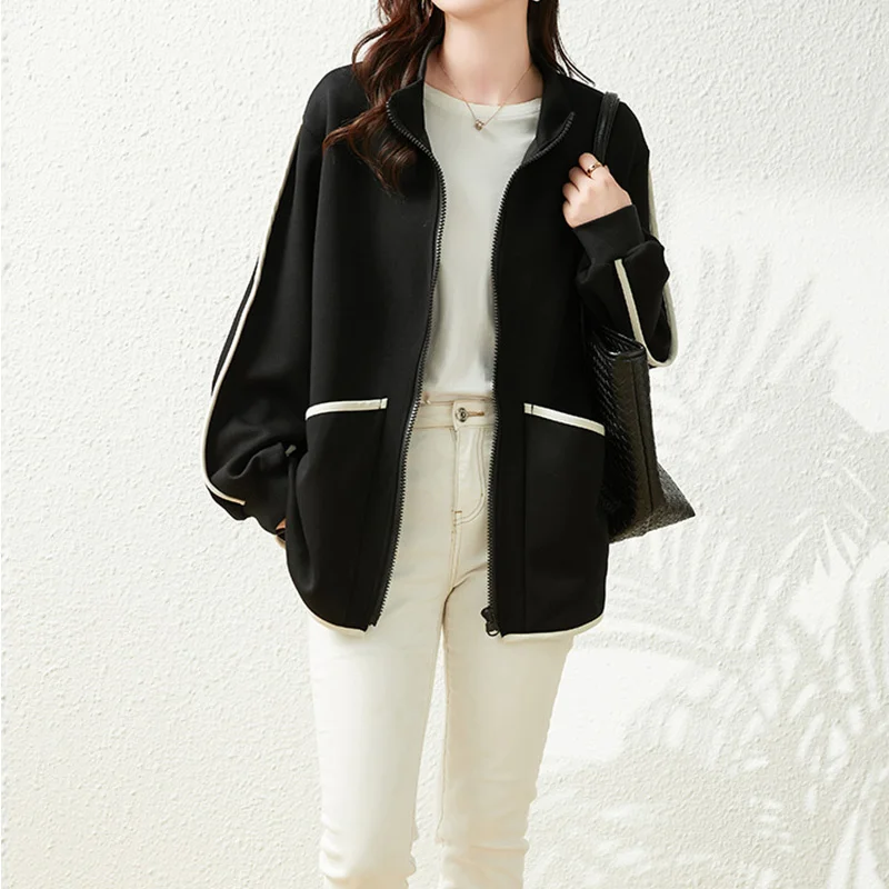 

New Elegant Ladies Sweatshirt Fashion Women's Sweatshirt Zipper Hoodies 2022 Autumn Pullovers Female Casual Hoodies Tops