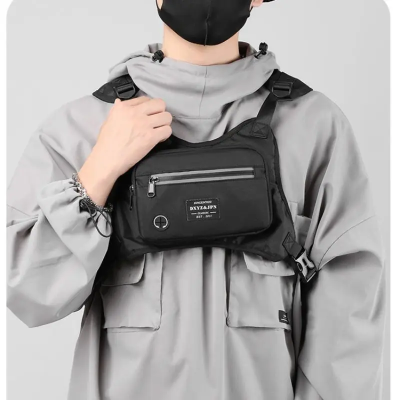 Fashion Trendy Tactical Vest Bag Men's Vest Bag Multifunctional External Wear Chest Bag Large Capacity Waterproof Vest Pack