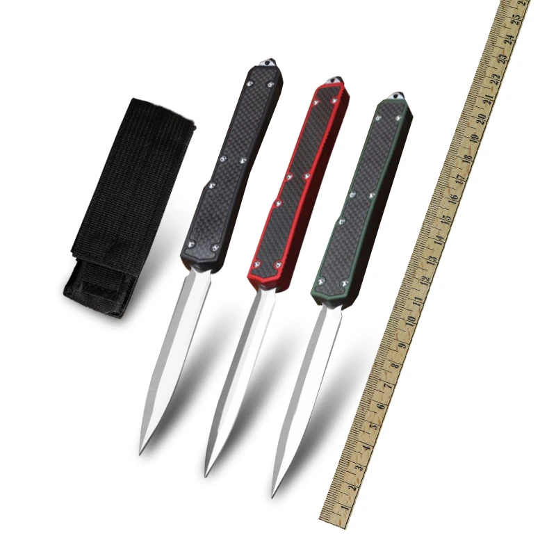 Micro Tactical Military Knife Automatic Pocket Self-defense Knife Aluminum Alloy T6 Carbon Fiber Handle Hunting Blade EDC TOOLS