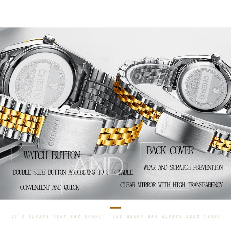 New Couple Watch CHENXI Stainless Steel Men Women Watches Pair Hour Business Casual Waterproof Quartz Watch For Coupl Gift 2022