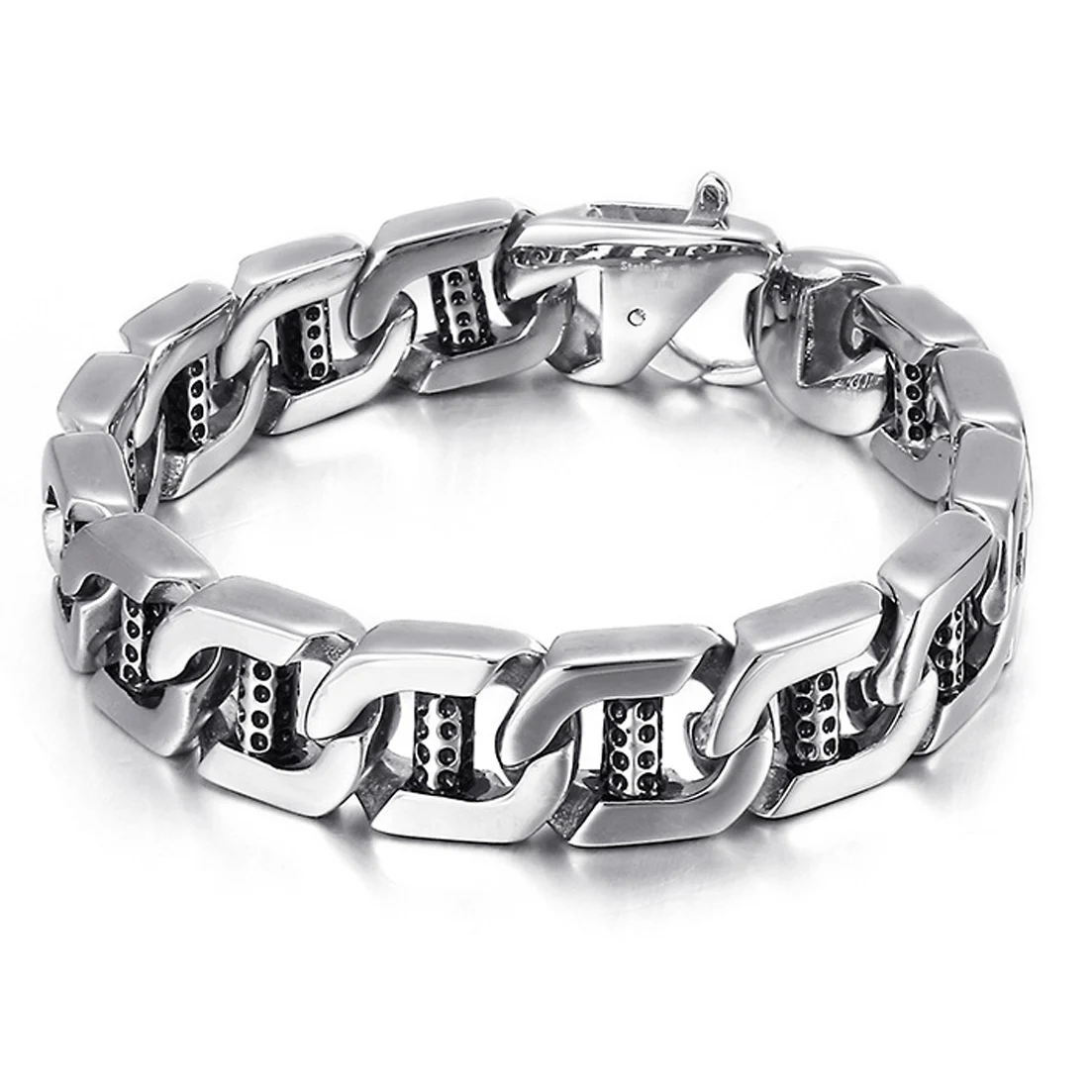 

Высококачественная Мужская Серебристая цепь панцирного плетения 9 дюймов 15 мм в стиле панк-рок 316L из нержавеющей стали