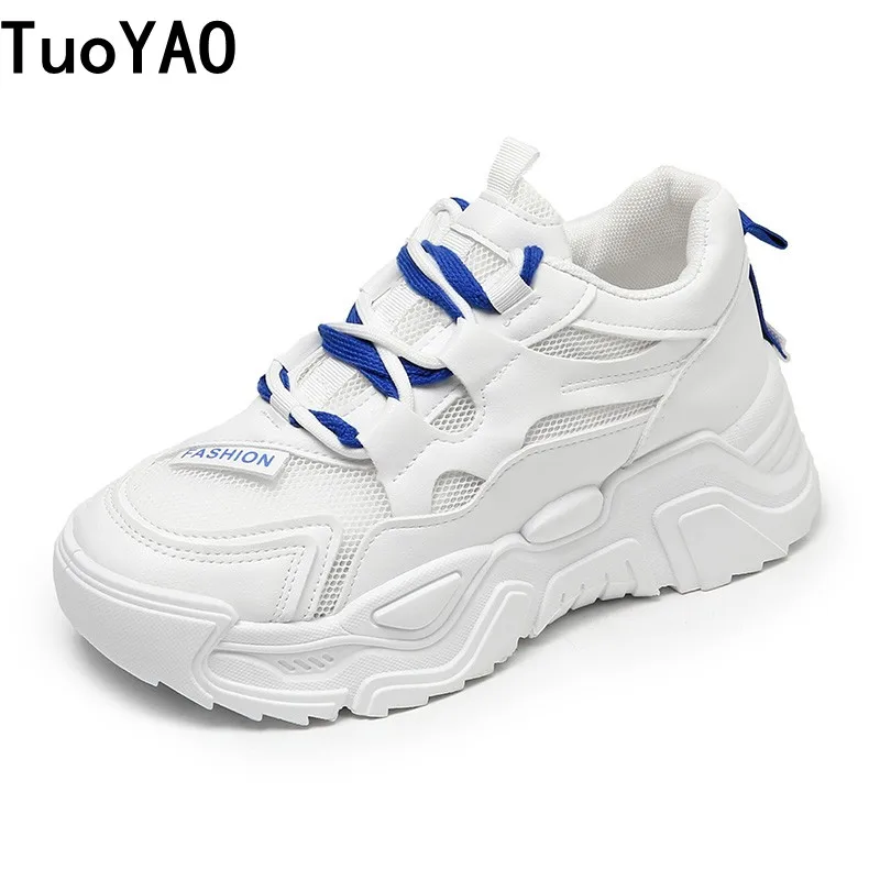 

Женские сетчатые кроссовки на массивной платформе, новинка 2022, дышащие кроссовки Ulzzang на шнуровке, Вулканизированная обувь, женская повседн...