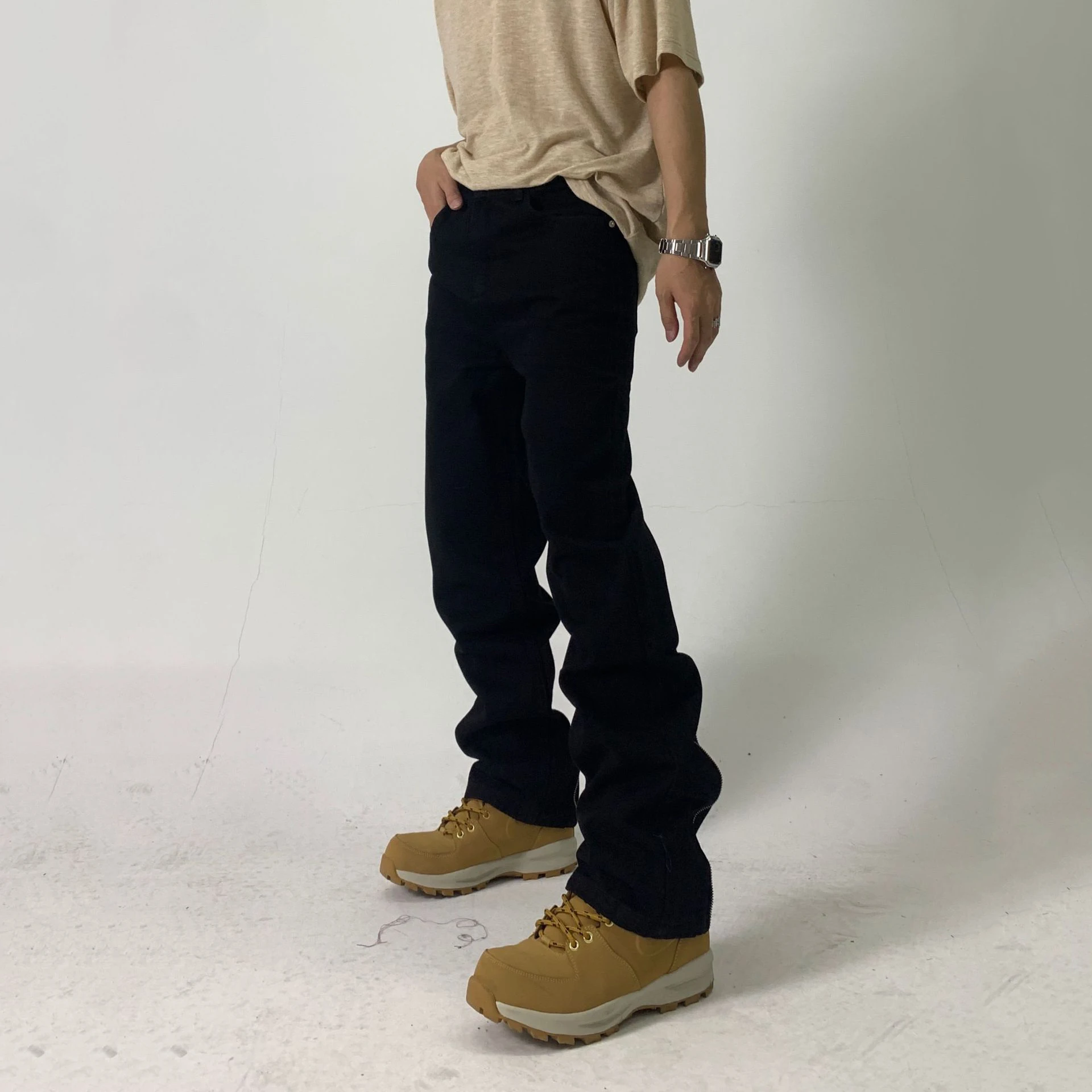 Men's Jeans Men's Trousers Heel Zip Jeans K-Pop Unisex Hip Hop Streetwear Men Clothing Denim Jeans Y2k Men Loose Jeans Softener