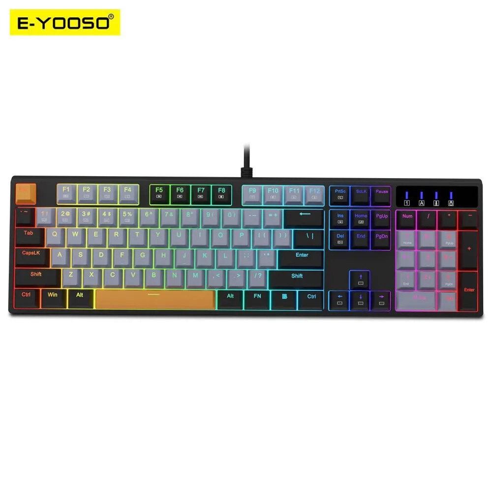 E-YOOSO Z14 RGB USB Mechanical Gaming Wired Keyboard Red Switch 104 Key Russian Brazilian Portuguese Gamer for Computer Laptop