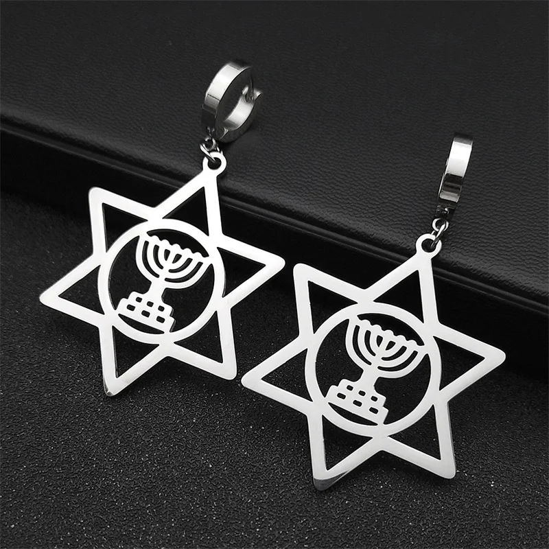 Женские серьги-кольца Menorah с изображением звезды Давида серьги из нержавеющей
