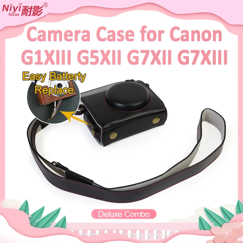 

PU Leather Camera Case for Canon G1XIII G1X3 G5XII G5X2 G7XII G7X2 G7XIII G7X3 Full Body Protect Bag Base Open Change Batterty