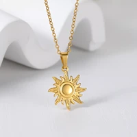 sun necklace stainless steel plated dainty gold chain sun pendant for charm women birthday party fashion jewelry