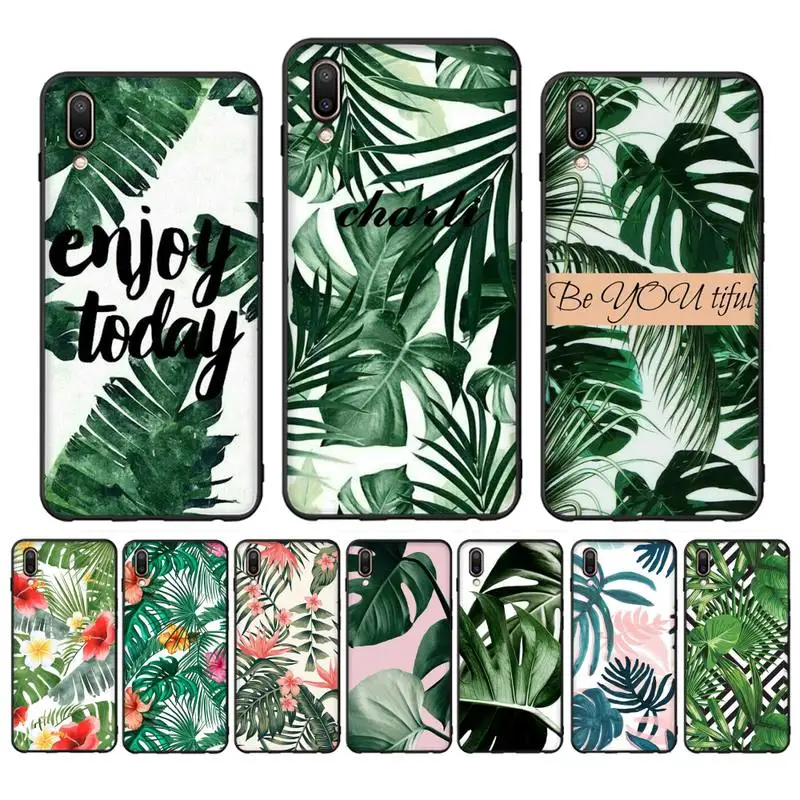 

Leaves Monstera Green Phone Case for Vivo Y91C Y11 17 19 17 67 81 Oppo A9 2020 Realme c3