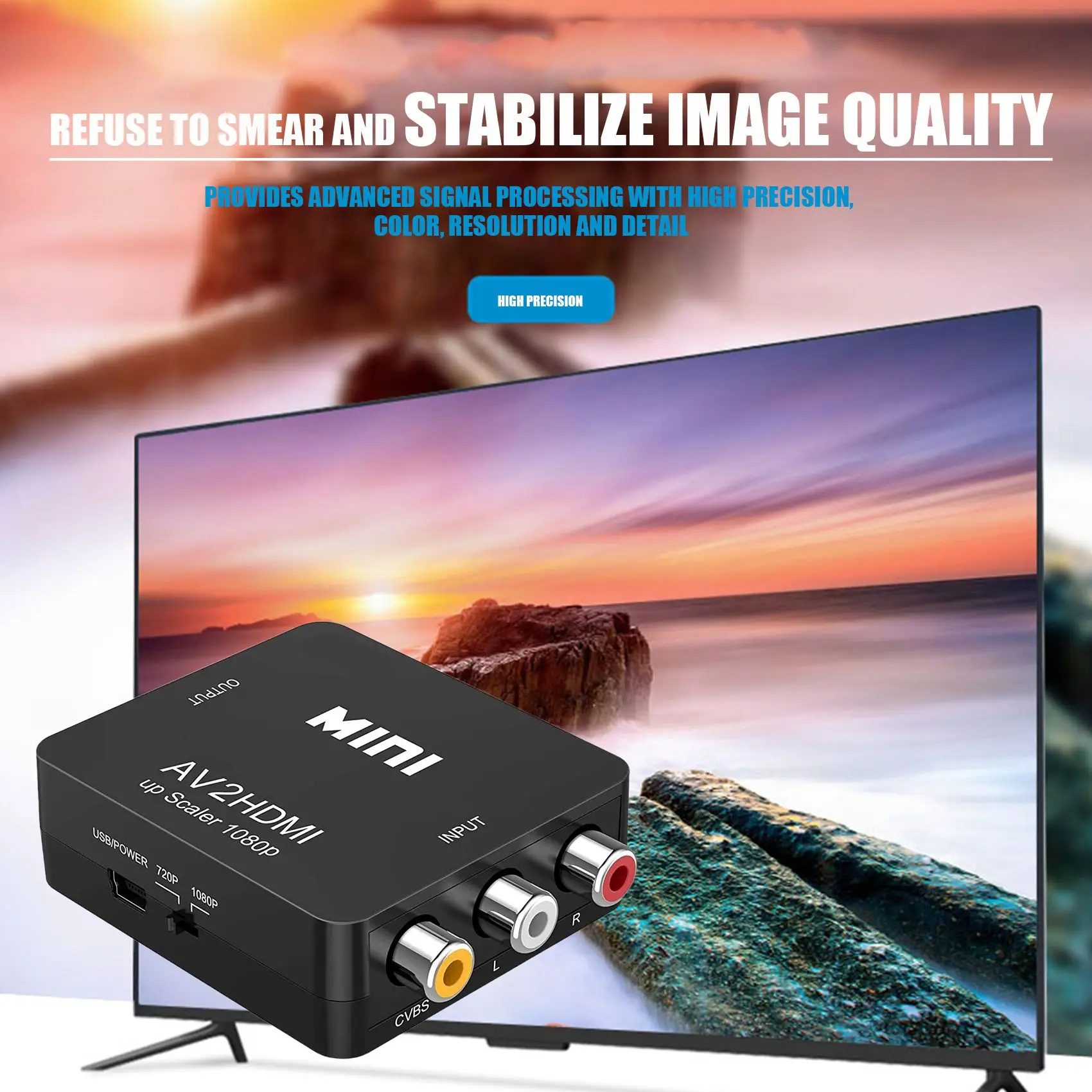 Конвертер RCA в HDMI AV 1080P Mini CVBS Адаптер видео-аудио конвертера PAL/NTSC для ТВ/ПК/PS3/STB/Xbox