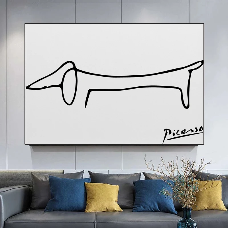 

Классические плакаты и принты Picasso, черно-белая линия, рисование на холсте собаки, настенные художественные картины, украшение для дома, бара, комнаты