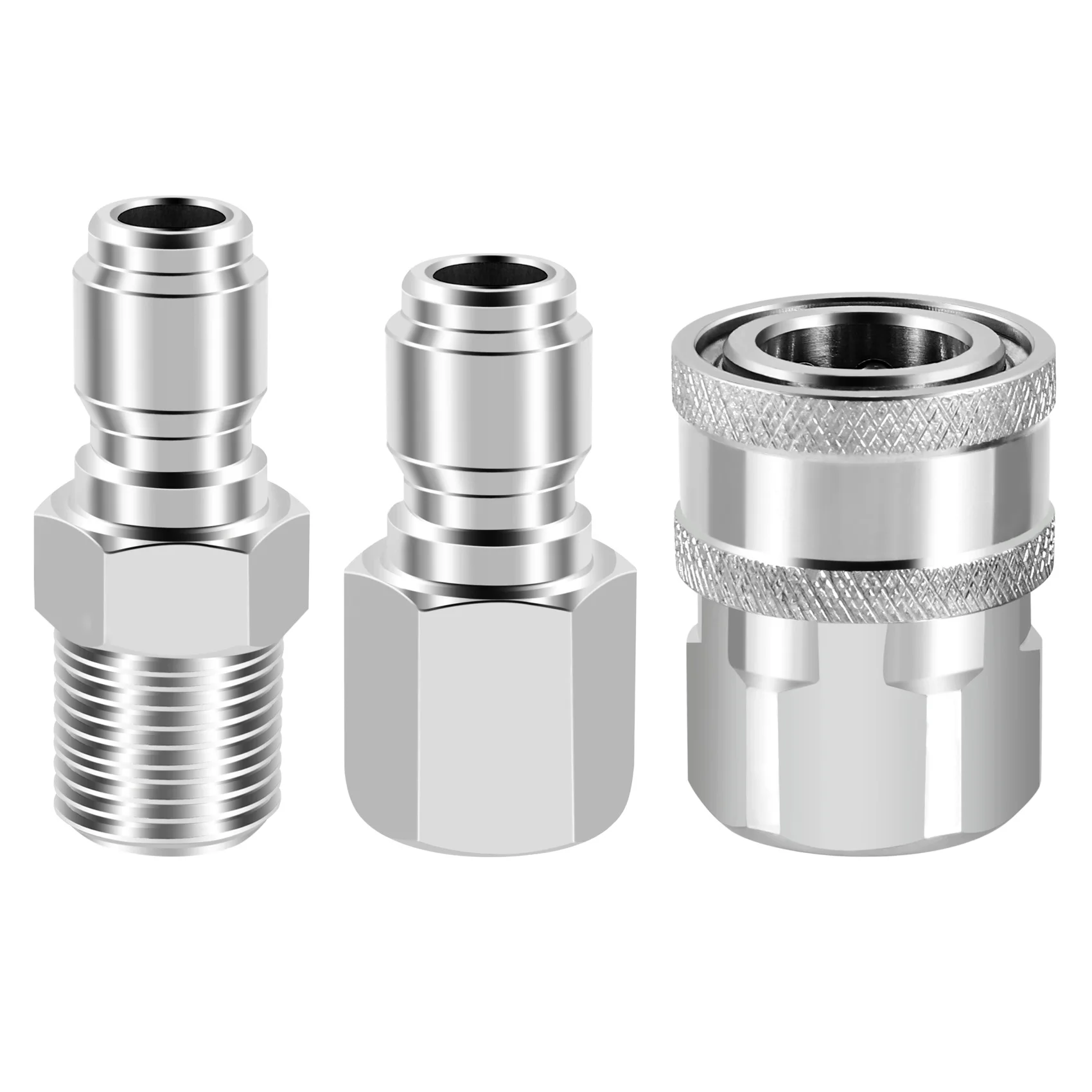 

NPT 3/8 Inch Male and Female Quick Connector Kit Pressure Washer Adapter Set and 1 Pieces NPT 3/8 Inch Pressure Washers Quick