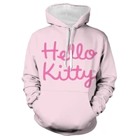 hello kitty 3d printing painting hoodie 2022 spring long sleeve crew neck fashion pullover women casual sweater