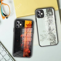 classical beautiful flower phone case glass for iphone 13 11 pro xr xs max 8 x 7 plus 12 pro mini phone full coverage covers