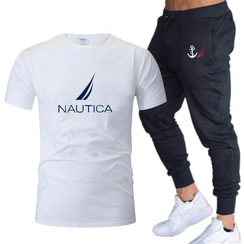 

Мужская футболка и мужской спортивный костюм NAUTICA, повседневный брендовый спортивный костюм с принтом логотипа, Модный хлопковый костюм для бега с короткими рукавами, лето 2023
