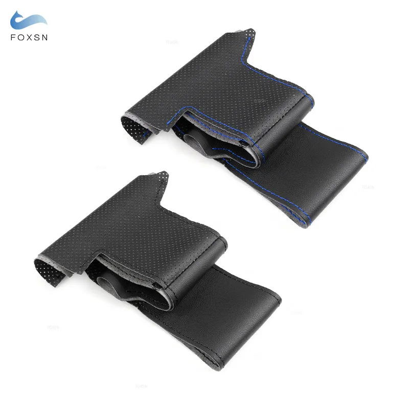 Сшитый вручную автомобильный Стайлинг перфорированный кожаный чехол на руль для