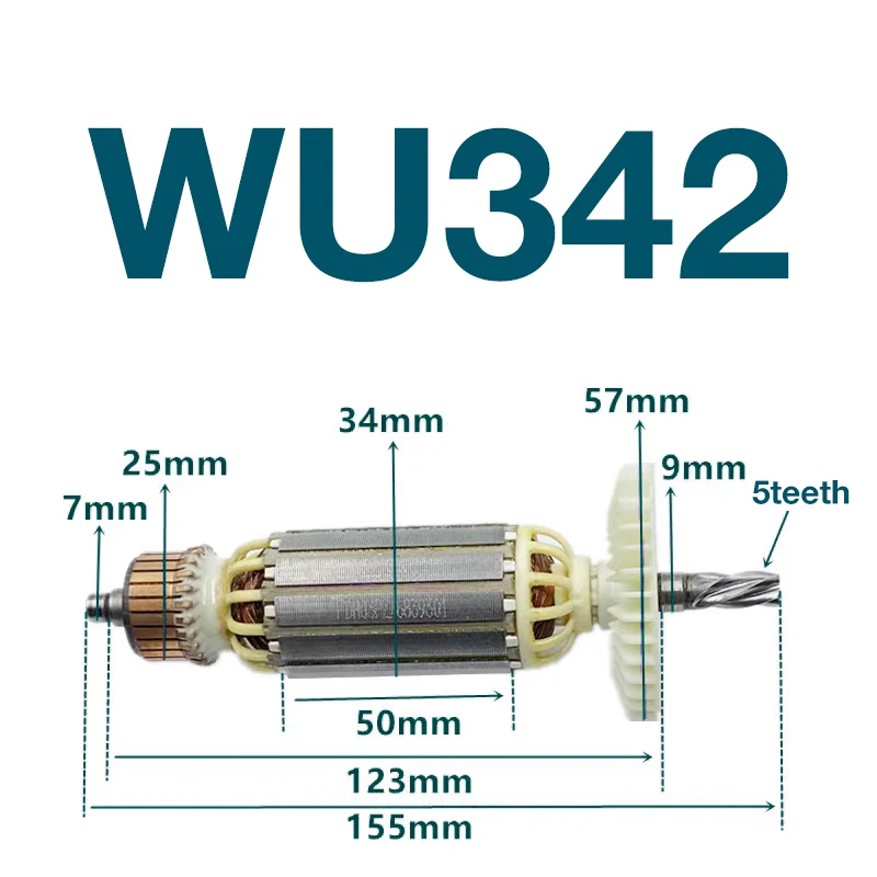 

AC220-240V Armature for Worx WU342 5teeth Hammer Power Tools Armature Rotor Anchor Accessories Replacements