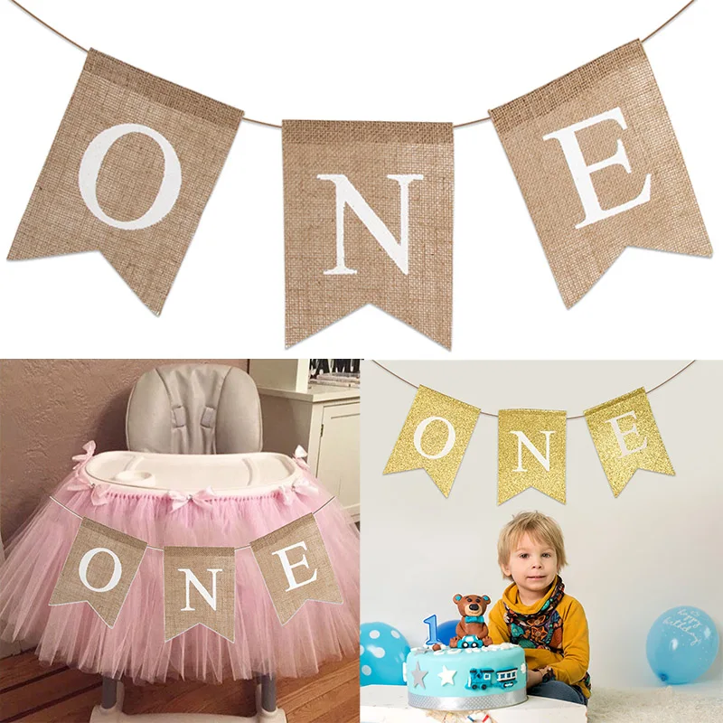 Набор Для Празднования Первого Дня Рождения-баннер На Спинку Стула Гирлянда Флаг