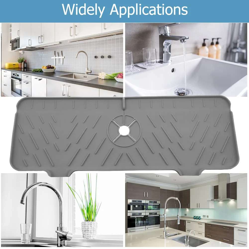 

Kitchen Faucet Absorbent Mat Sink Splash Guard Silicone Faucet Splash Catcher Countertop Protector For Bathroom Kitchen Gadgets