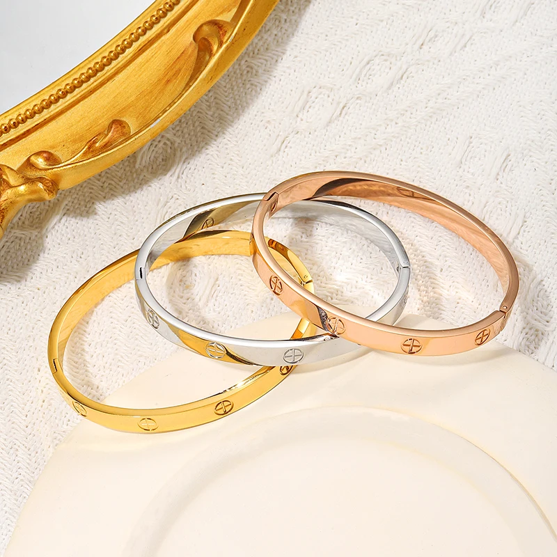 G&ampD Cross Design Bracelet&ampBangle Gold Color Waterproof Stainless Steel Luxury Brand Bangles for Women Gift Free Shipping