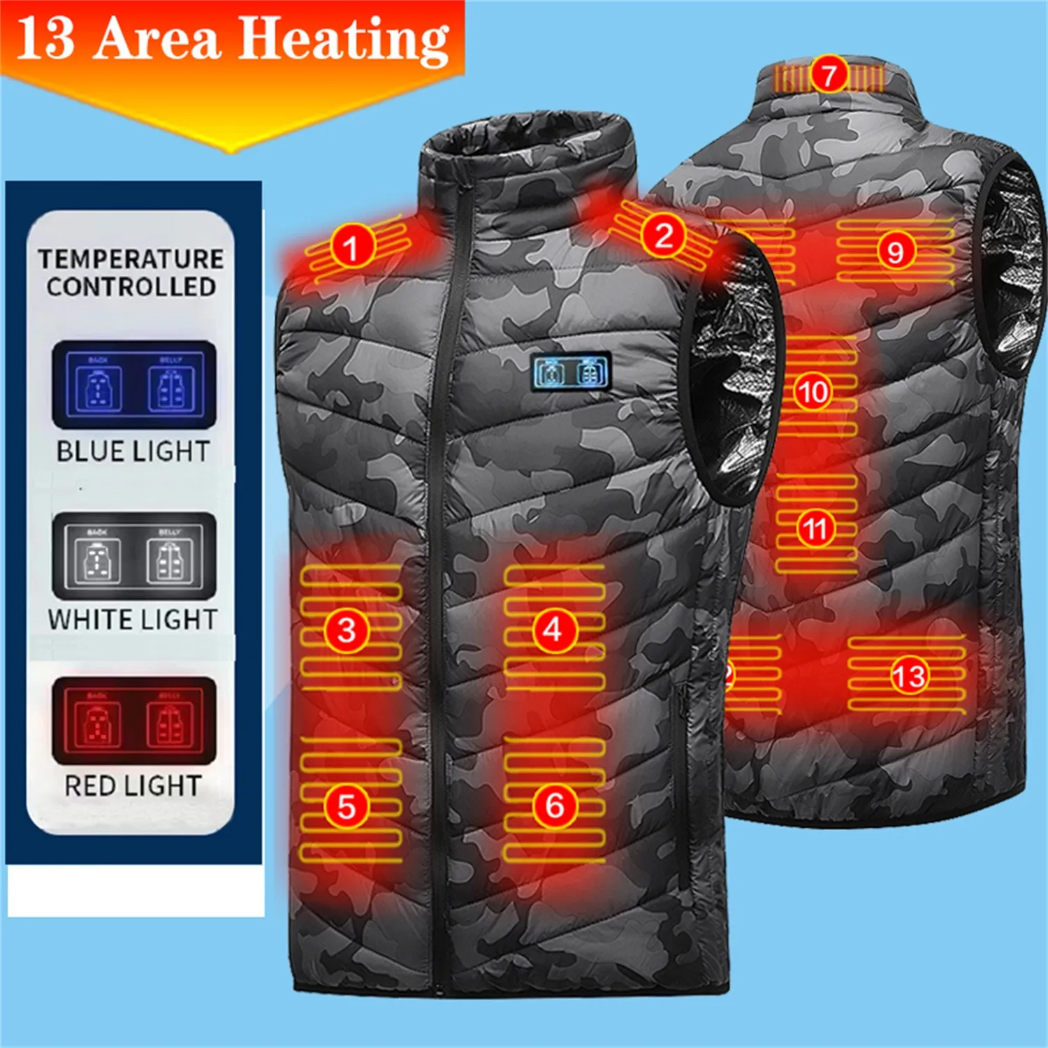 

Vest Jacket Electric Dual Heating Upgraded Control Vest Heating Newly Temperature 13 Intelligent UsbHeated Vest Constant Heated
